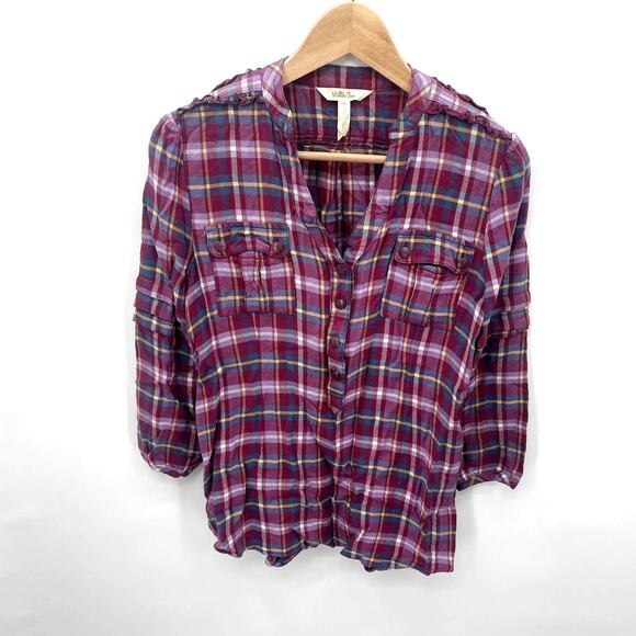 Matilda Jane | Millie All Day Ruffle Plaid Top // M - Picture 4 of 10